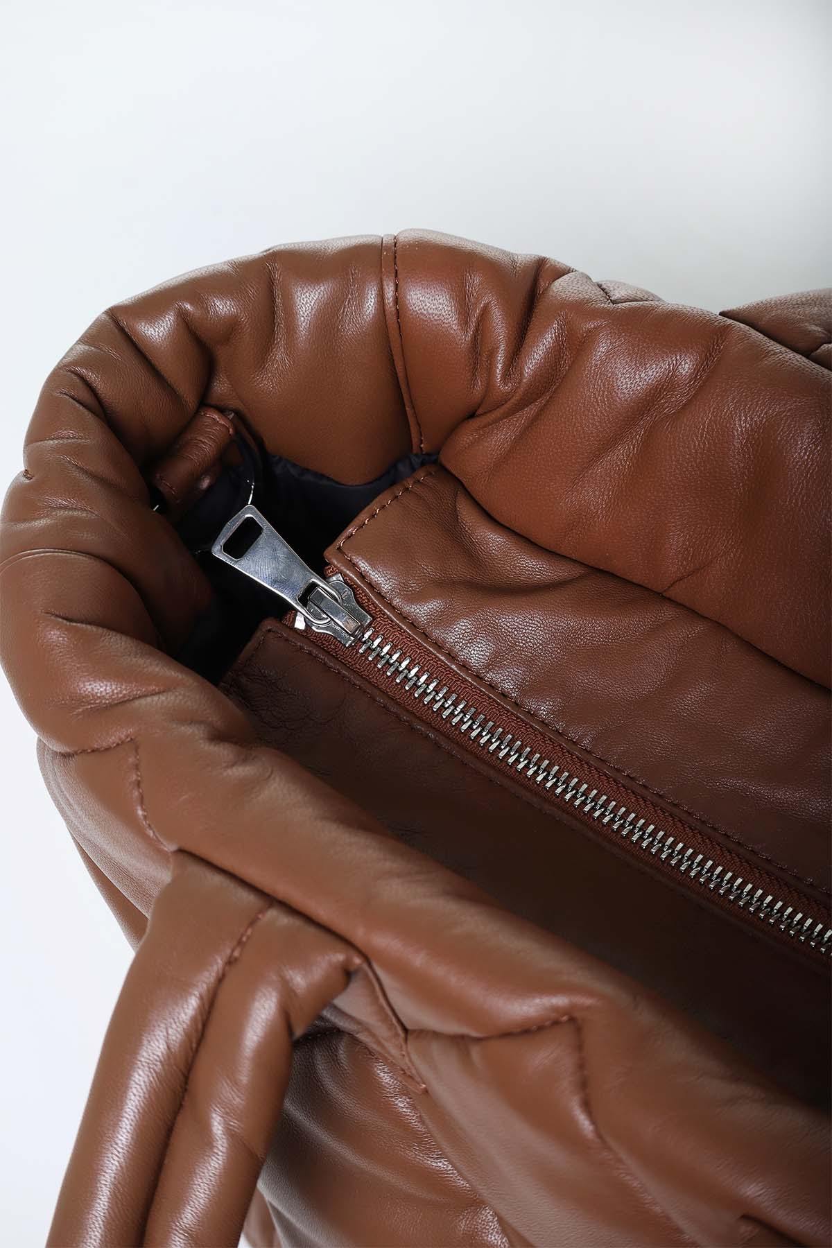 Women's brown leather bag - Image n°2