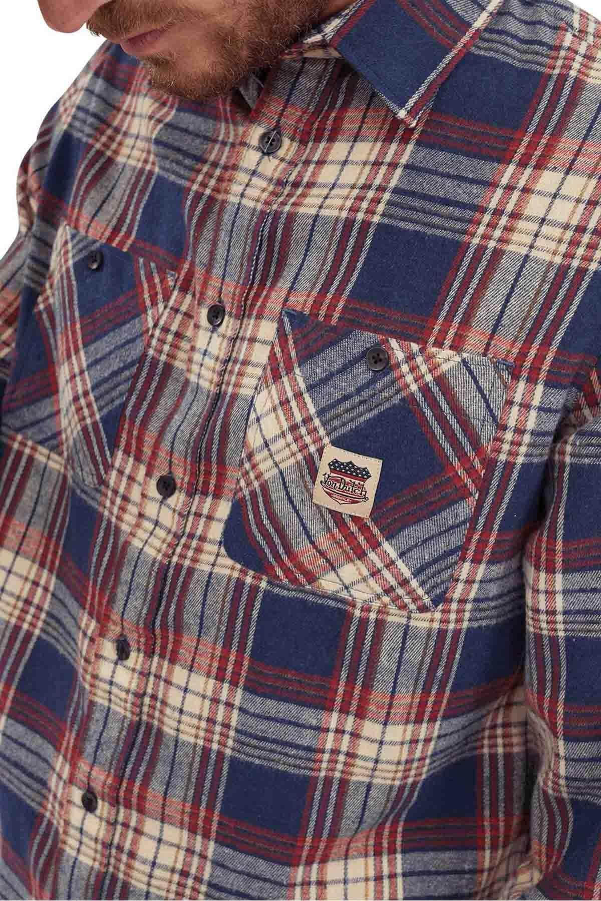 Blue, red and white checked shirt for men - Image n°2