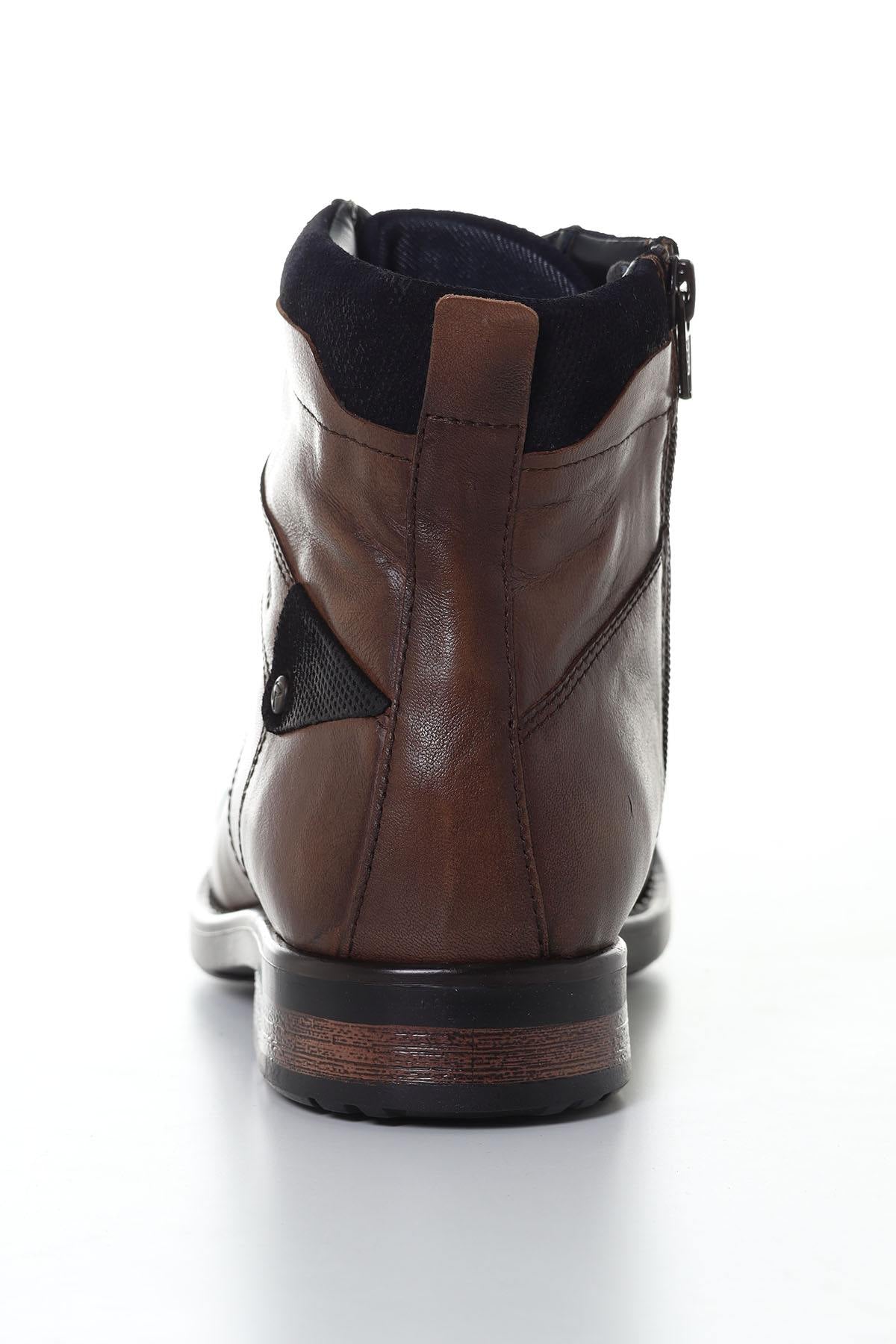 Cognac and navy leather boots for men - Image n°6