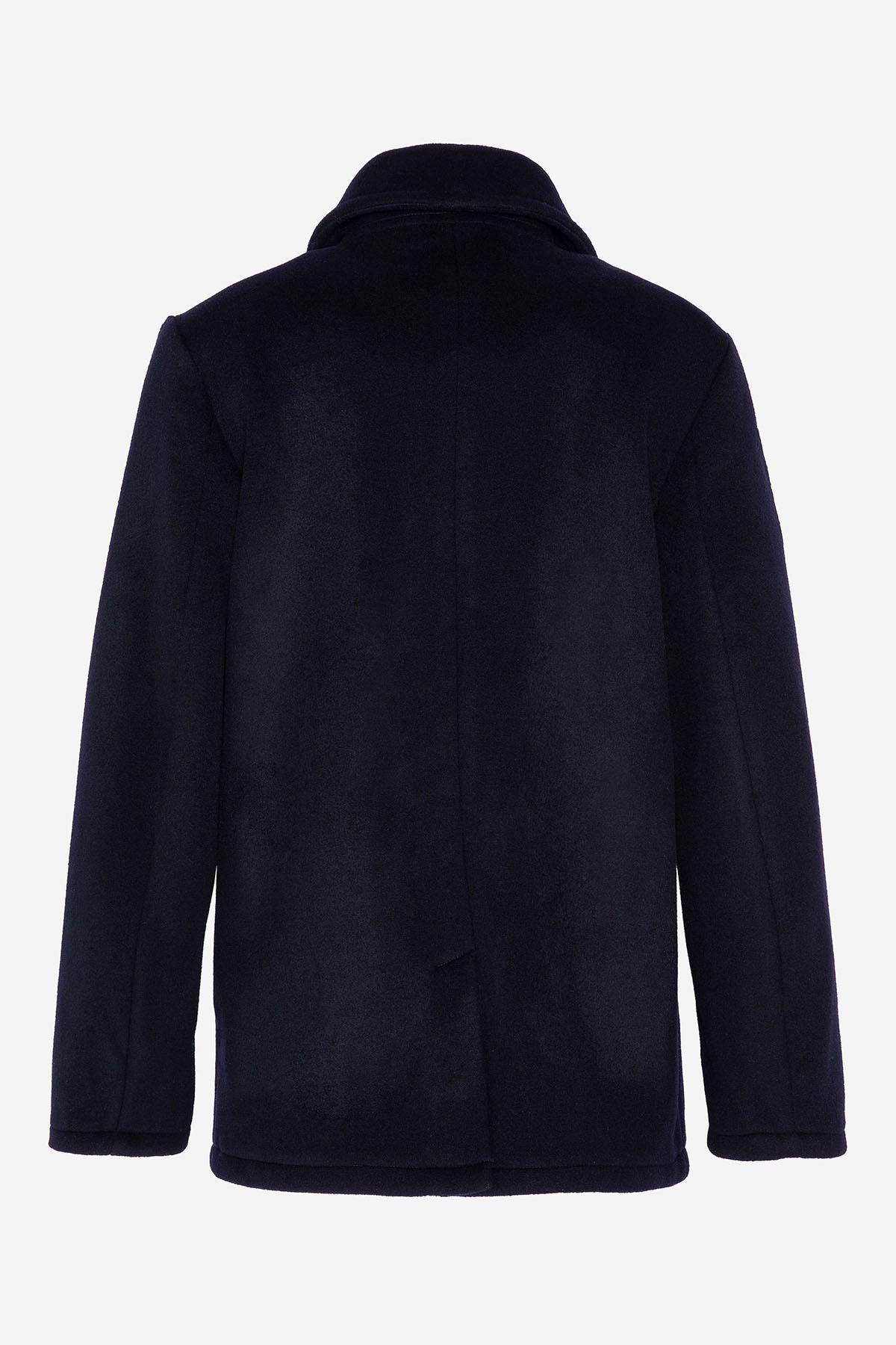 Women's navy blue wool peacoat - Image n°10