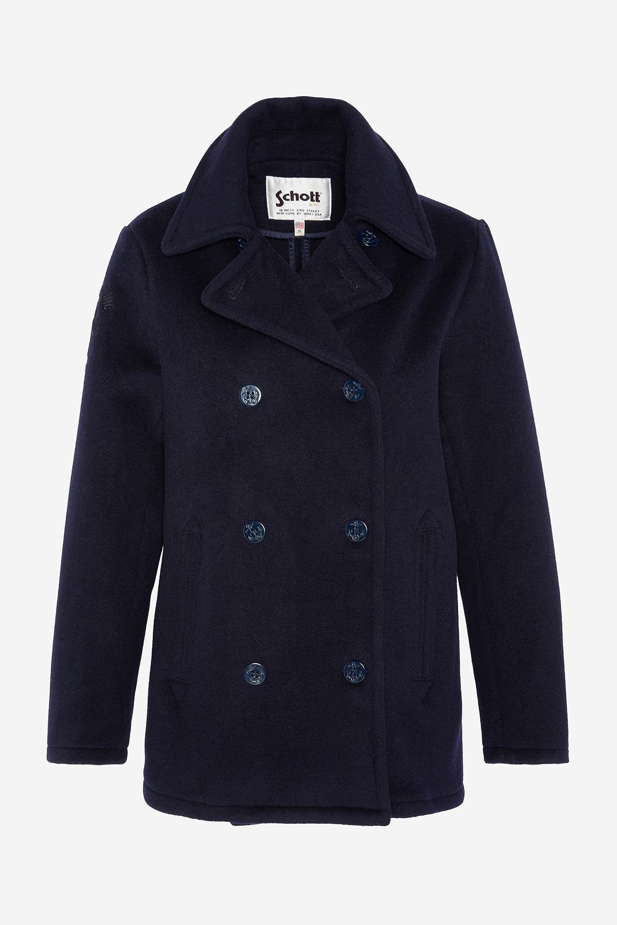 Women's navy blue wool peacoat - Image n°7