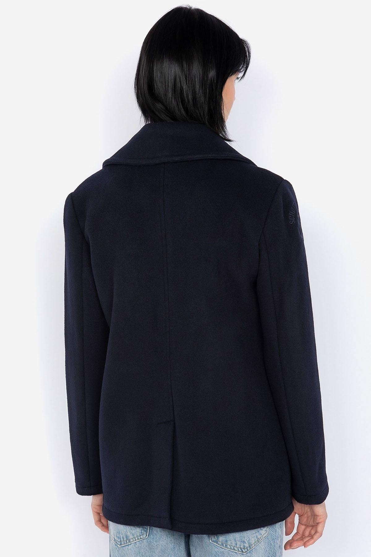 Women's navy blue wool peacoat - Image n°6