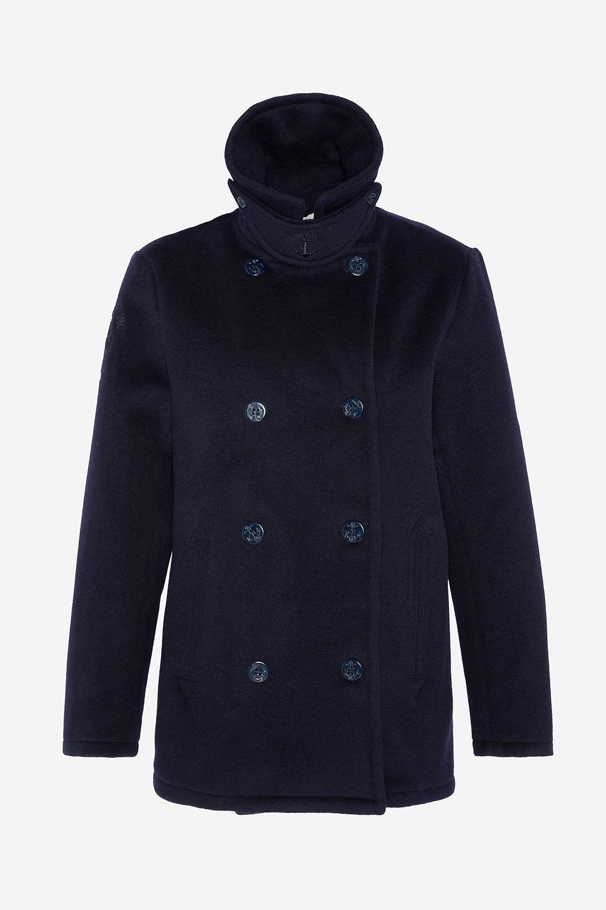 Women's navy blue wool peacoat - Image n°8