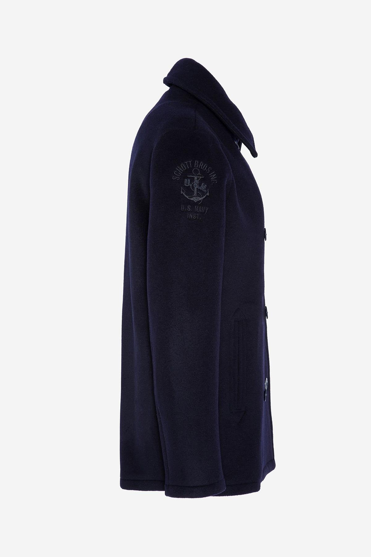 Women's navy blue wool peacoat - Image n°9