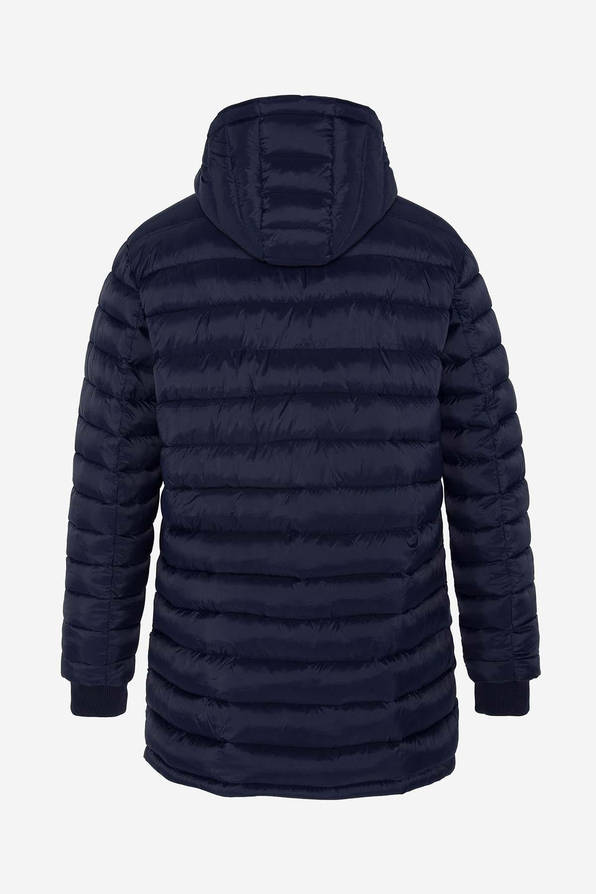 Reversible khaki and navy nylon down jacket - Image n°2