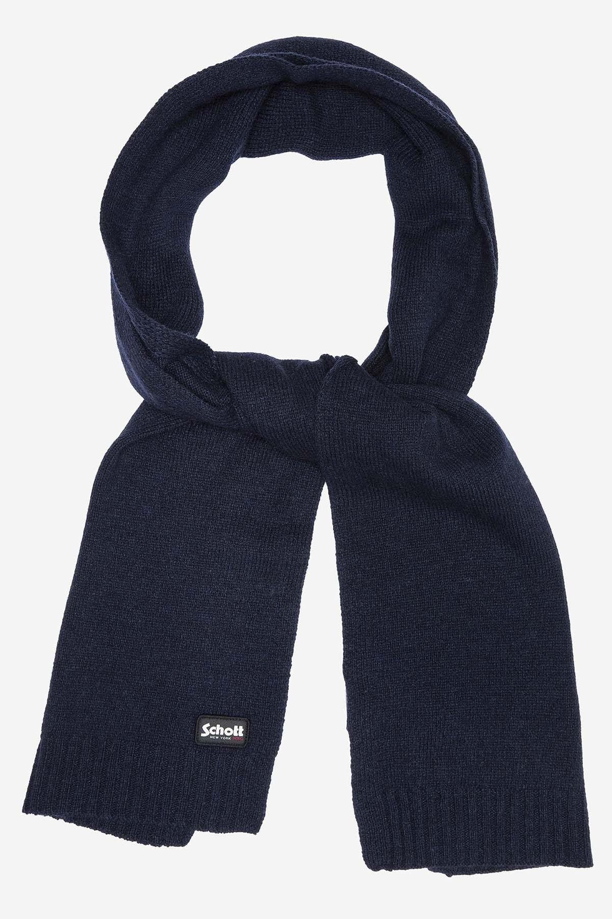 Plain navy blue scarf - Image n°1