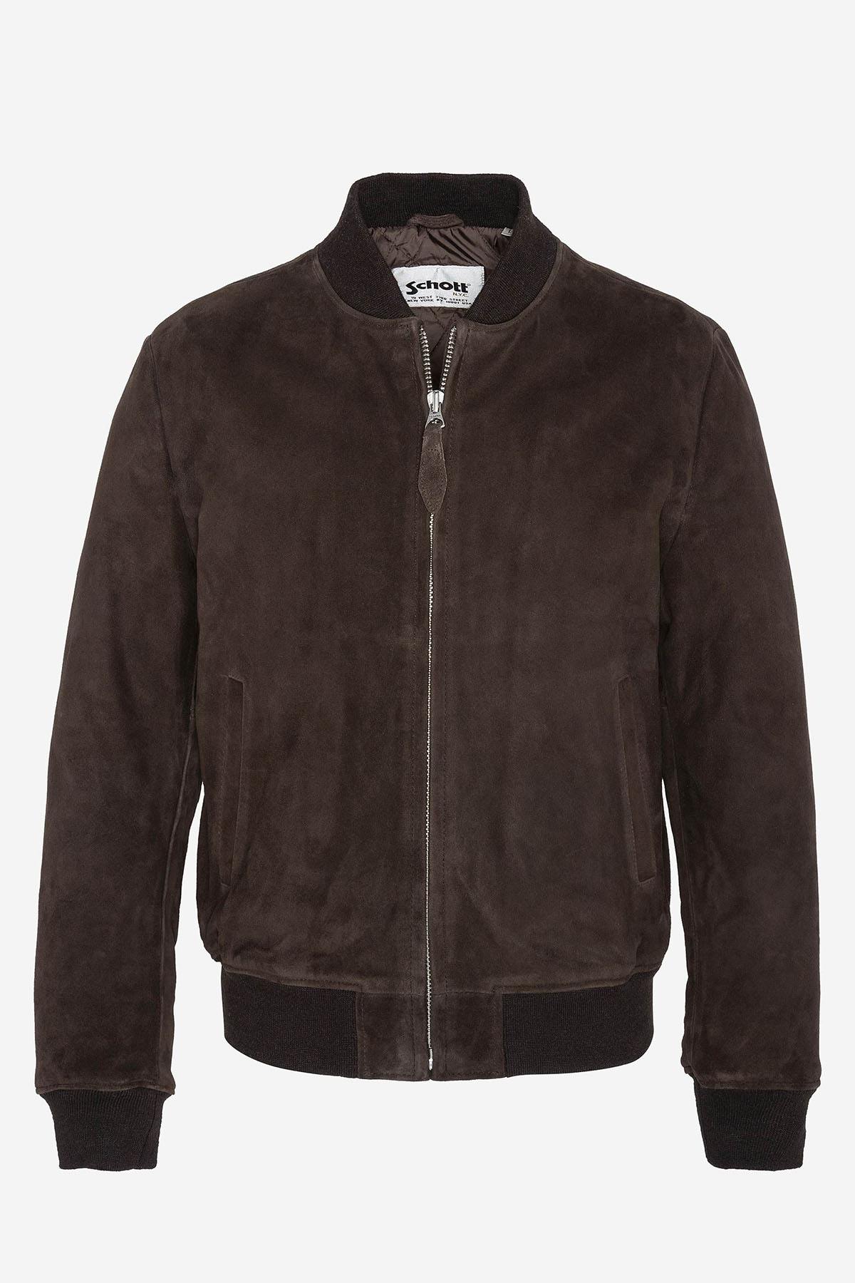 Brown suede leather teddy for men - Image n°1