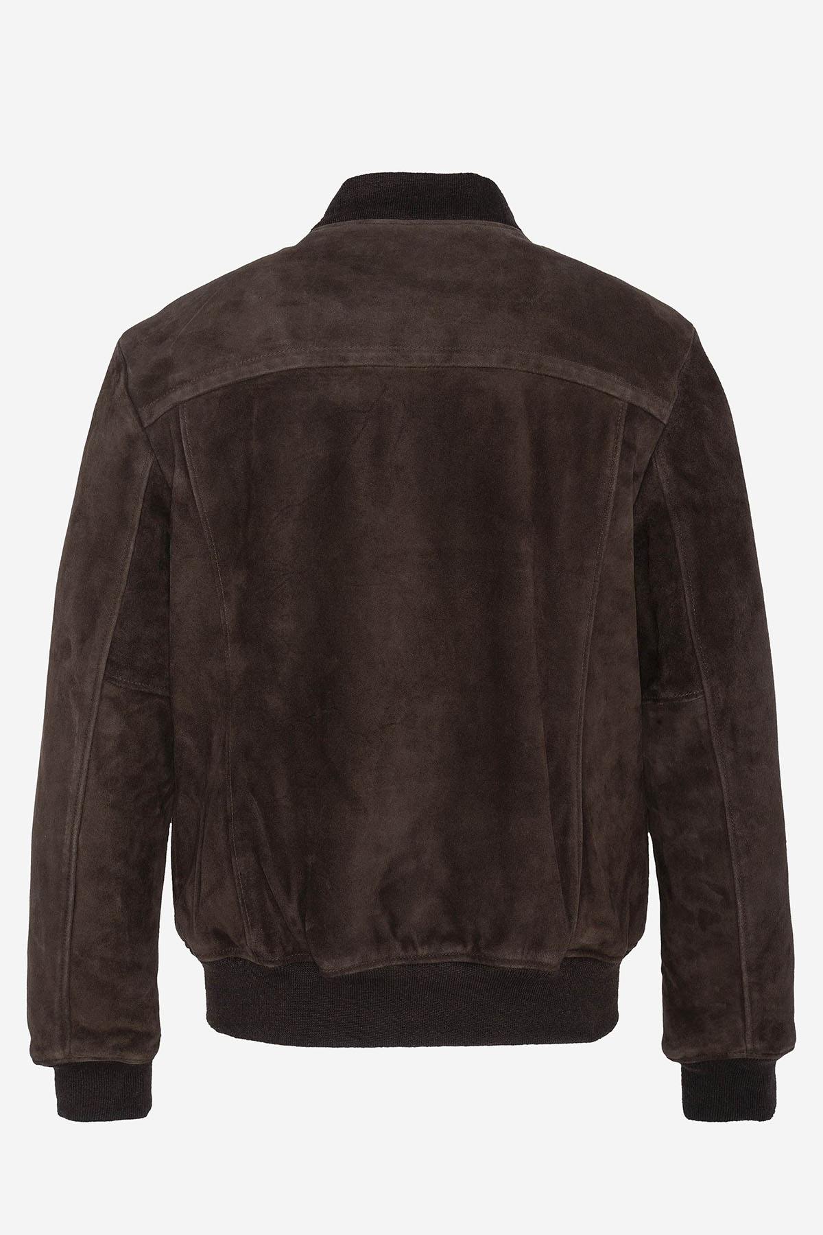 Brown suede leather teddy for men - Image n°2