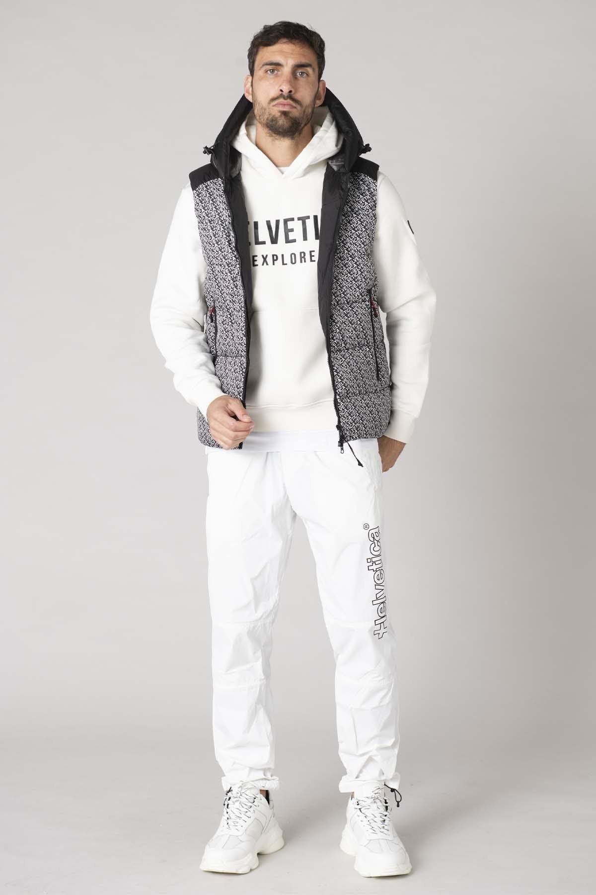 Sleeveless hooded down jacket with print pattern - Image n°4