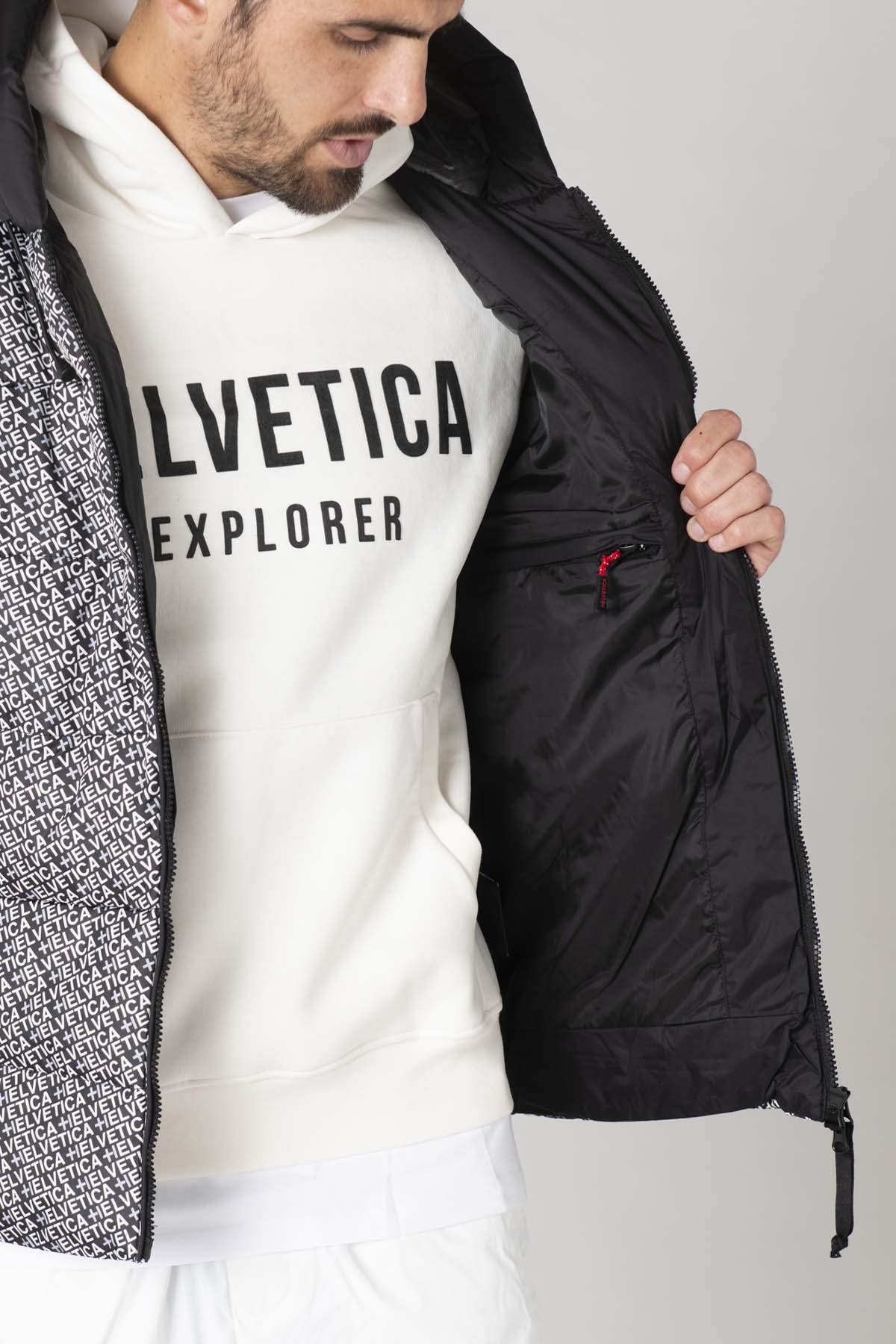 Sleeveless hooded down jacket with print pattern - Image n°6