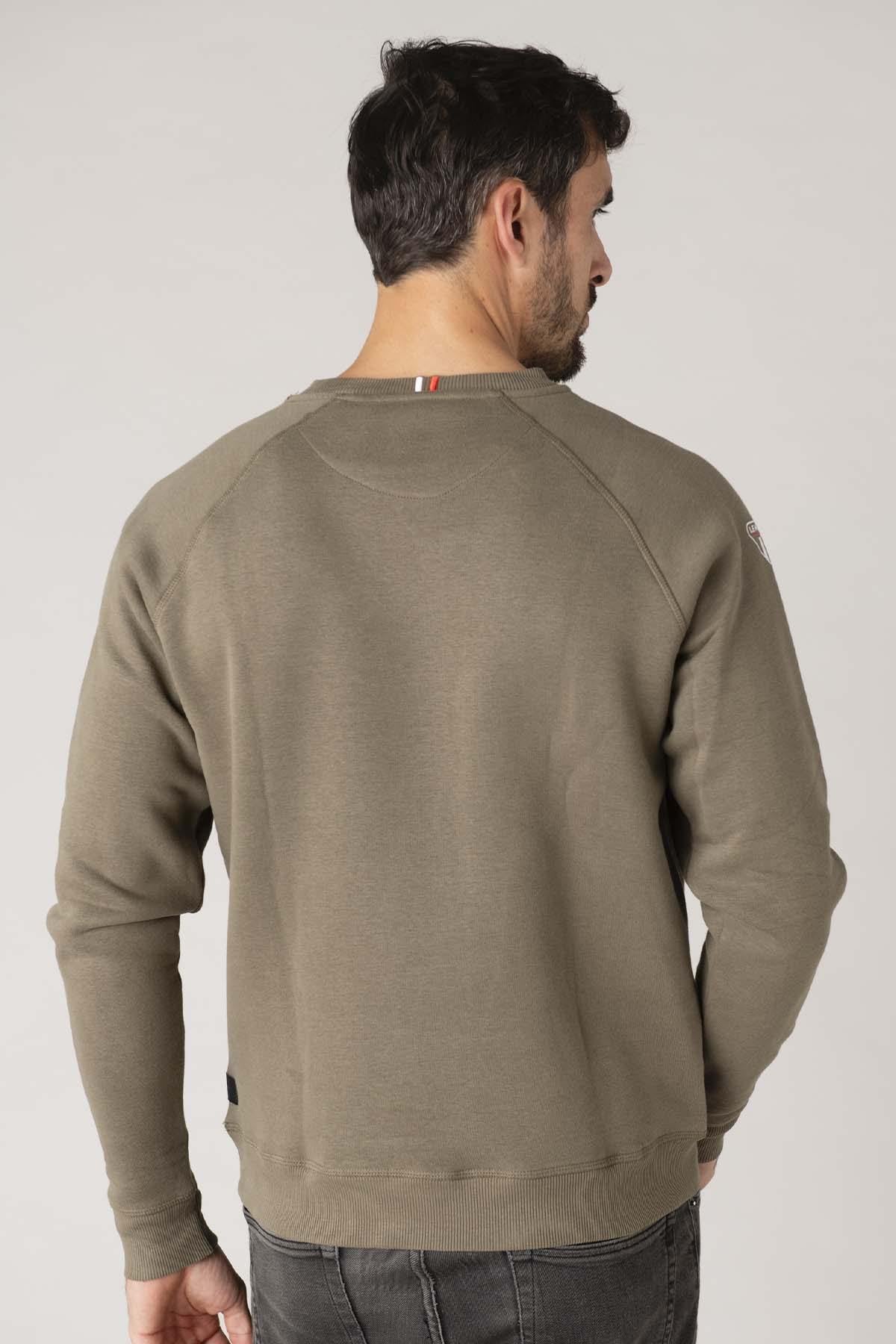 Number 20 embroidered khaki cotton sweater - Image n°2