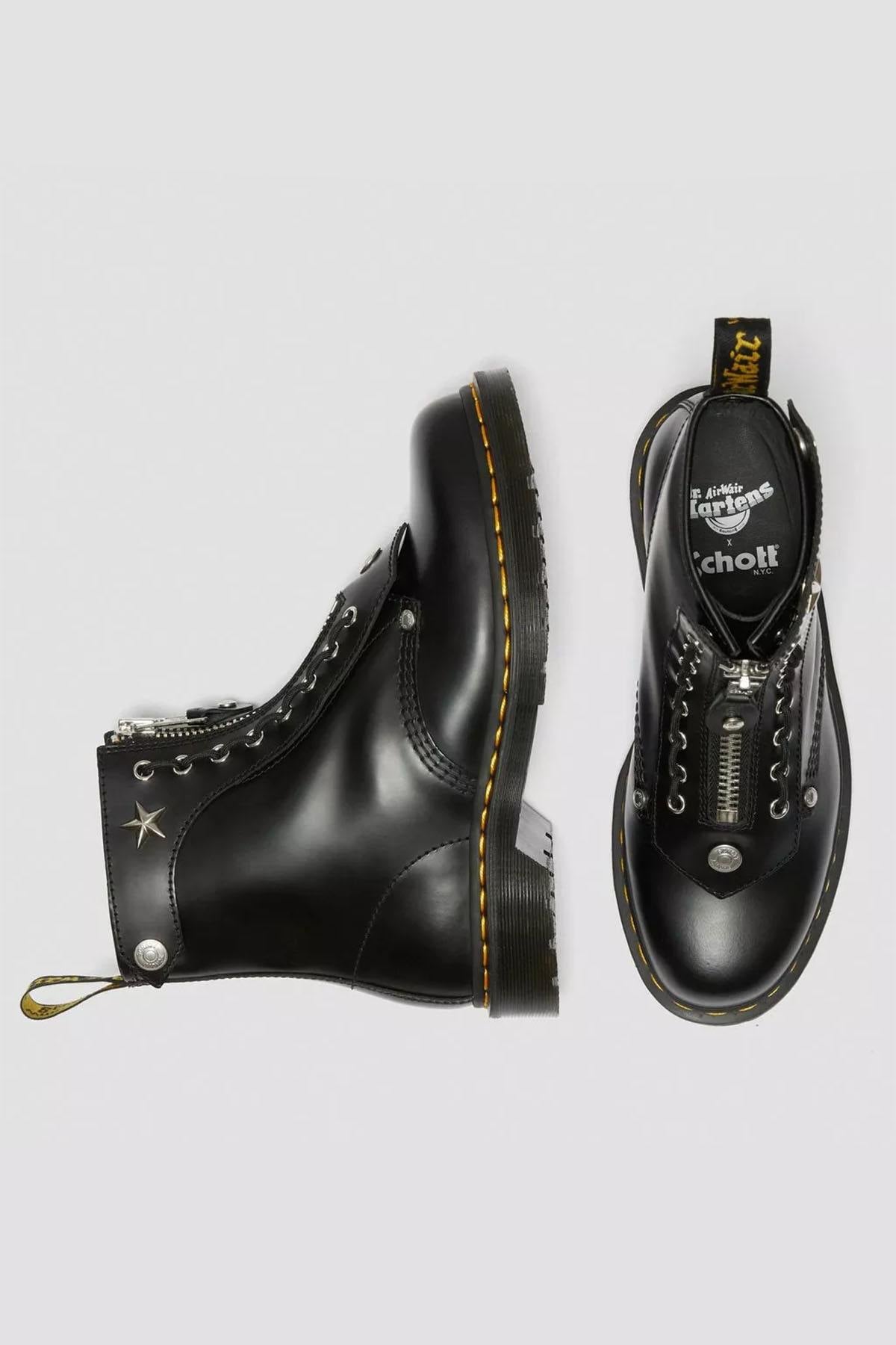 Schott NYC x Dr Martens rock style leather boots - Image n°3