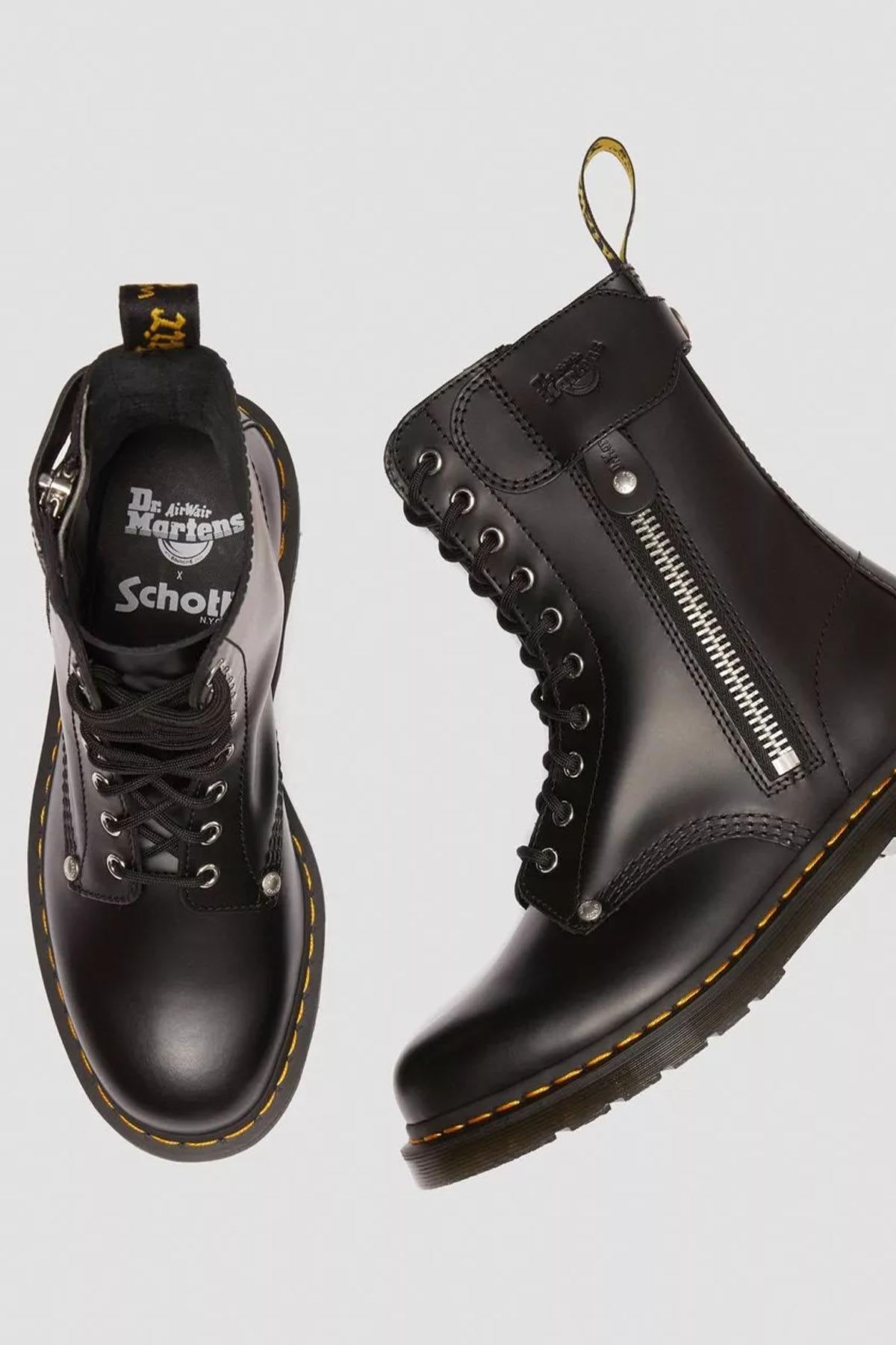 Schott NYC x Dr Martens rock style leather boots - Image n°2