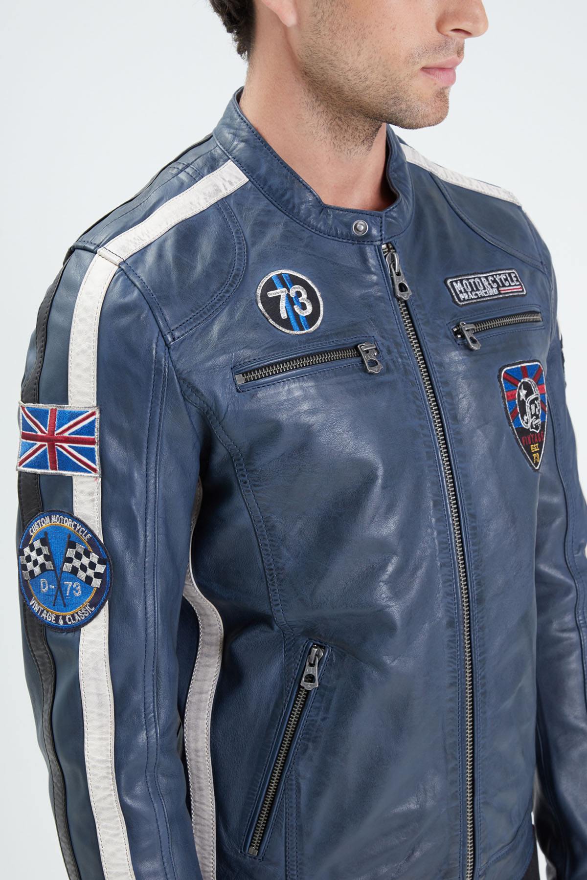 Racing universe leather jacket for men - Image n°2