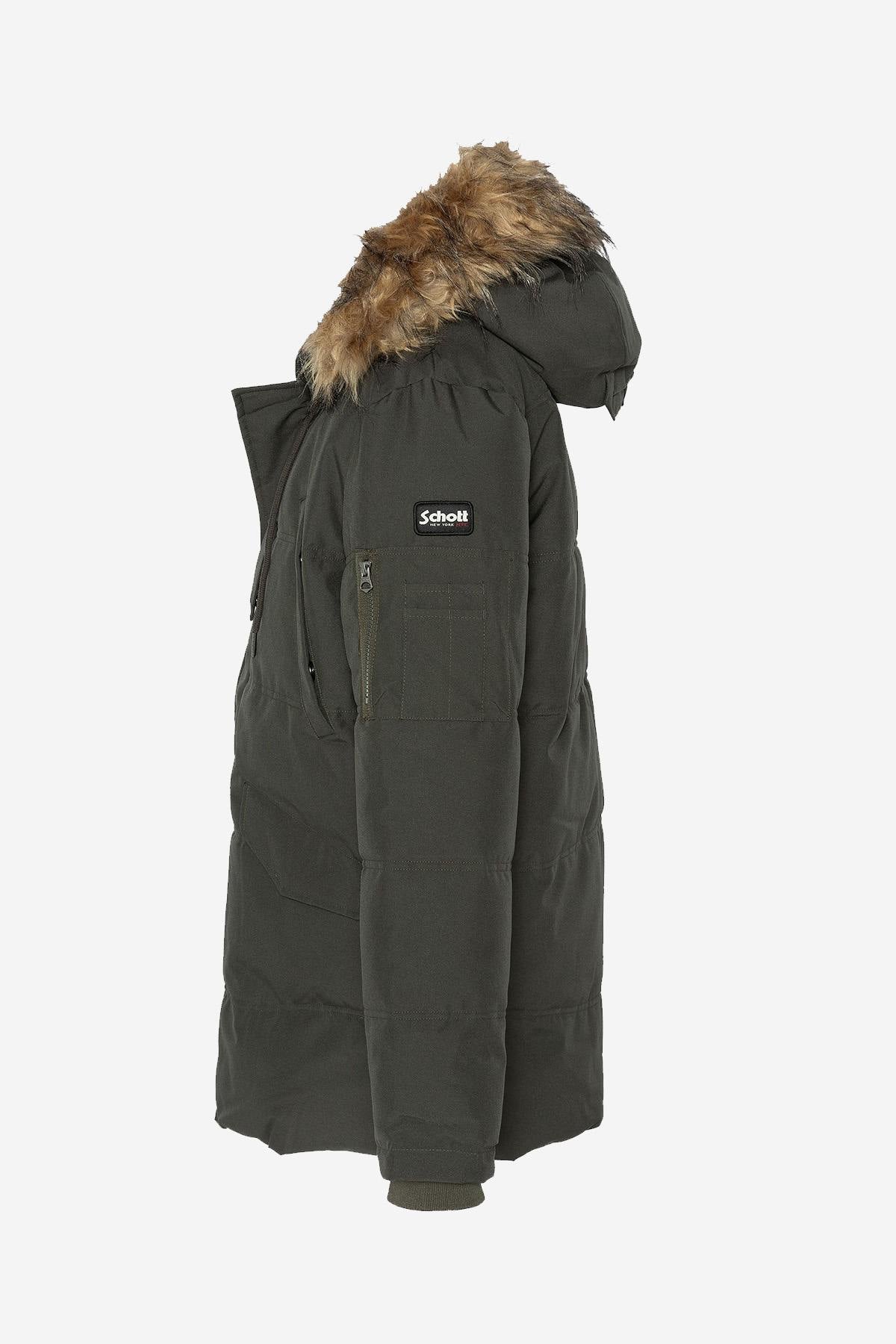 Textile parka with faux fur hood - Image n°8