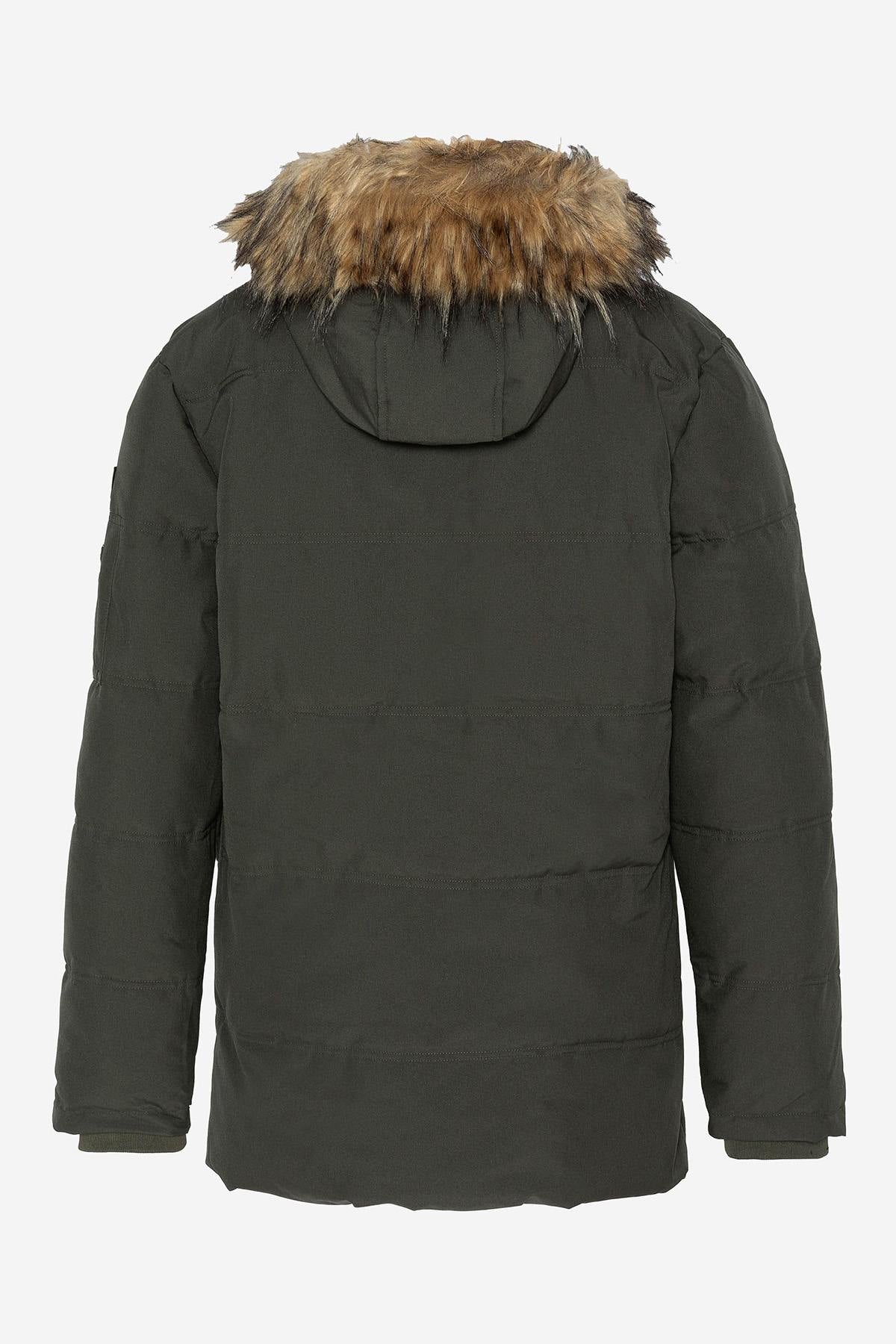 Textile parka with faux fur hood - Image n°9