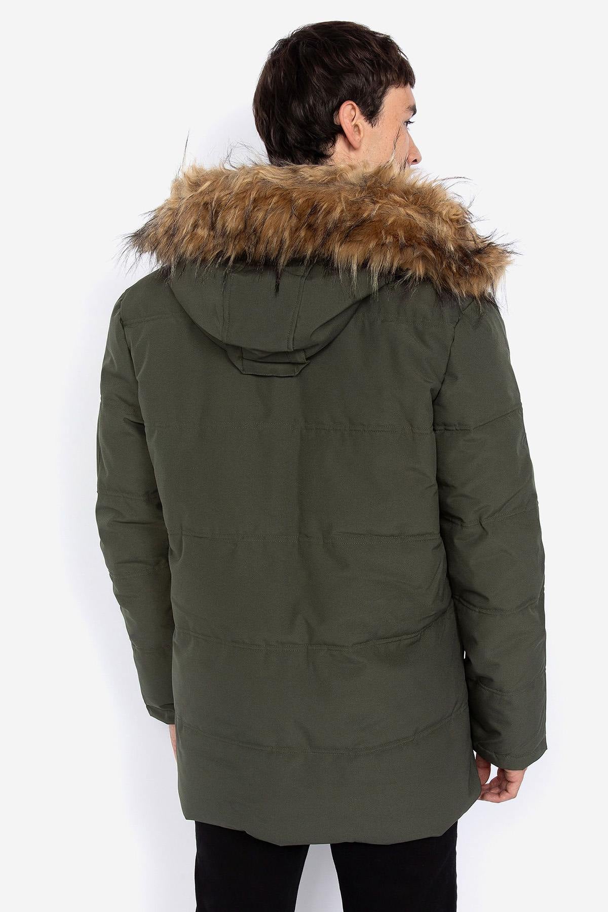 Textile parka with faux fur hood - Image n°5