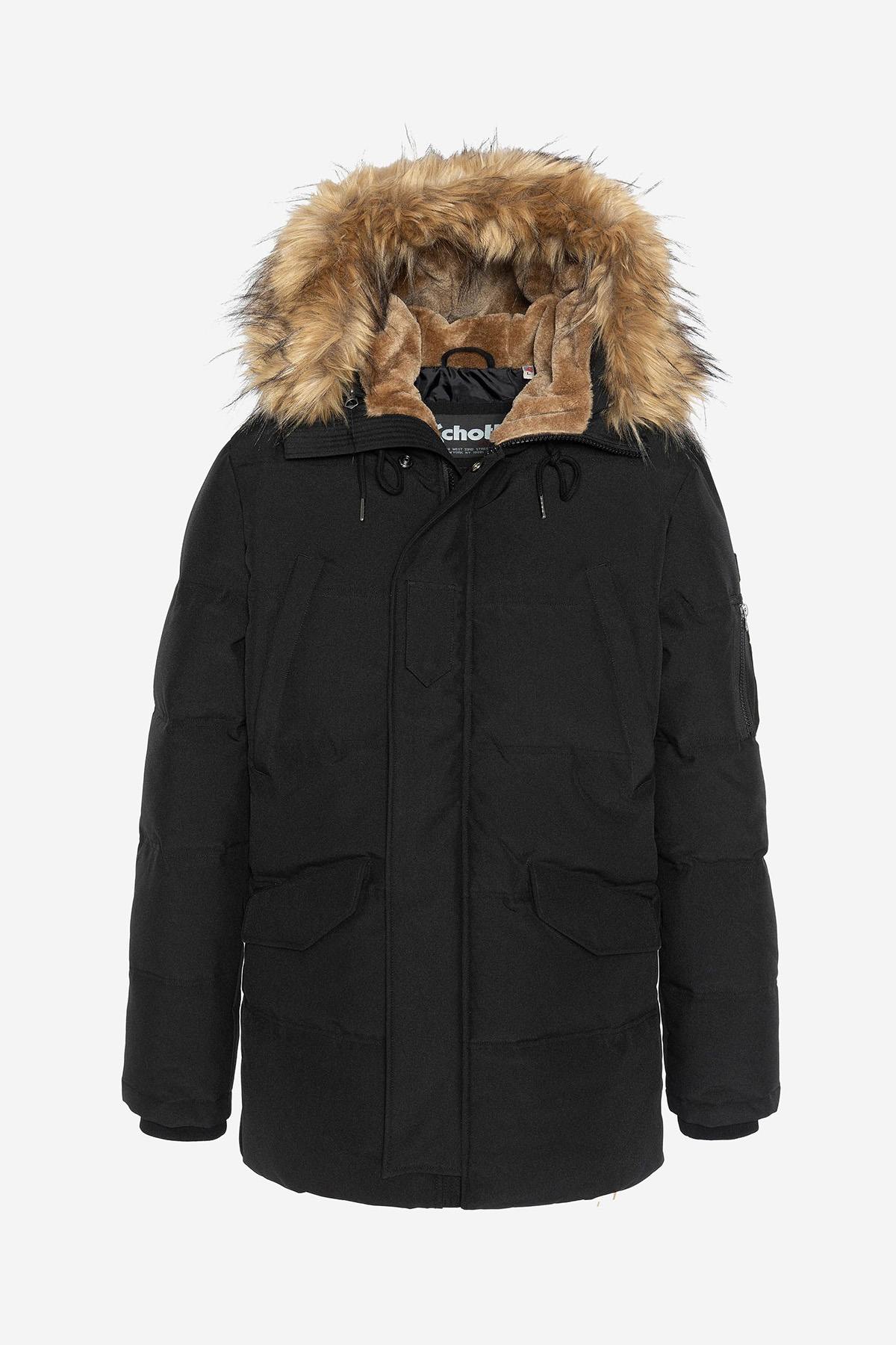 Black parka with removable hood - Image n°1