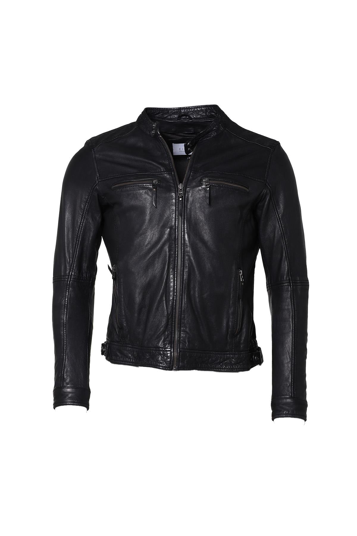 Skinny fit leather jacket for Men - Image n°1