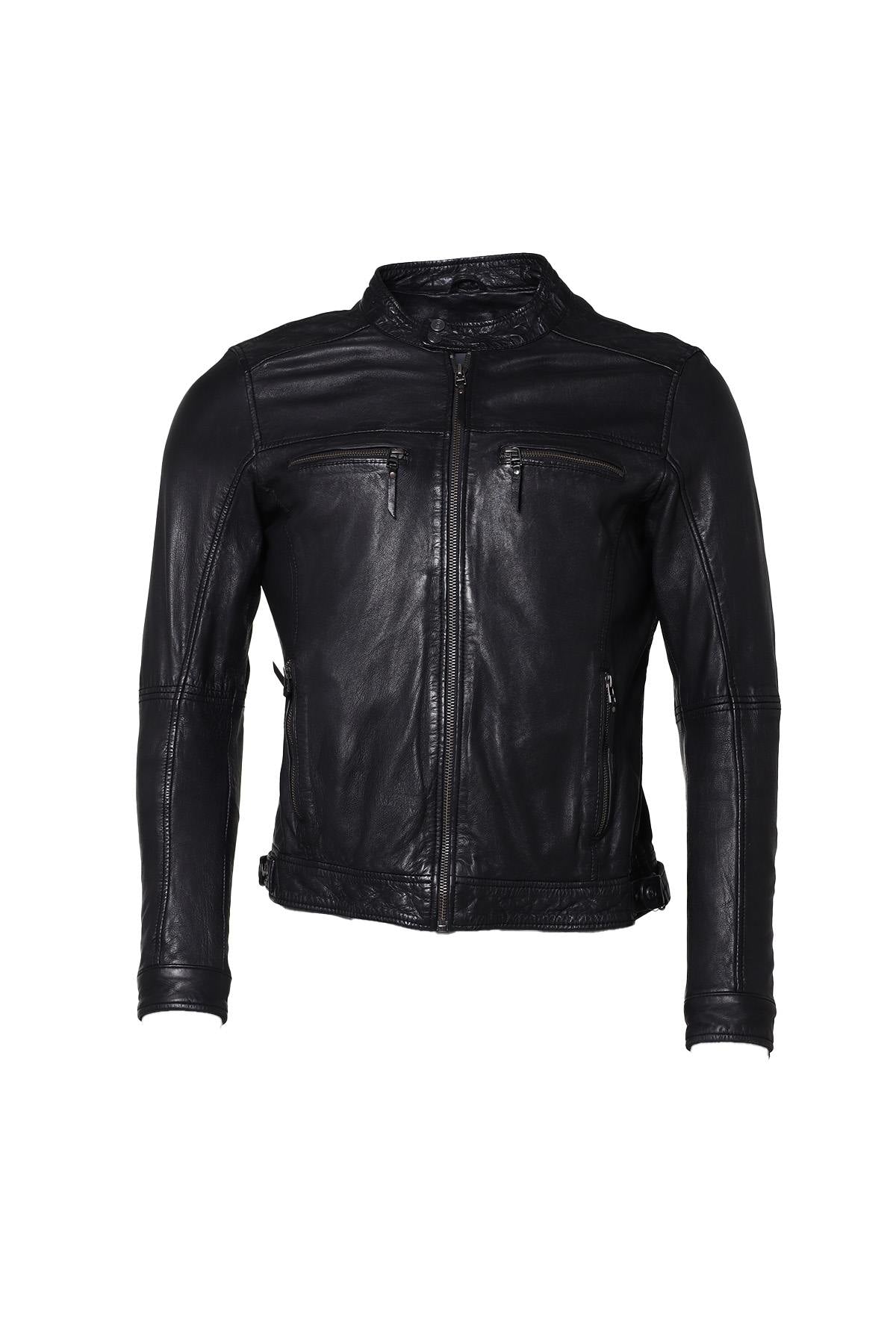 Skinny fit leather jacket for Men - Image n°2