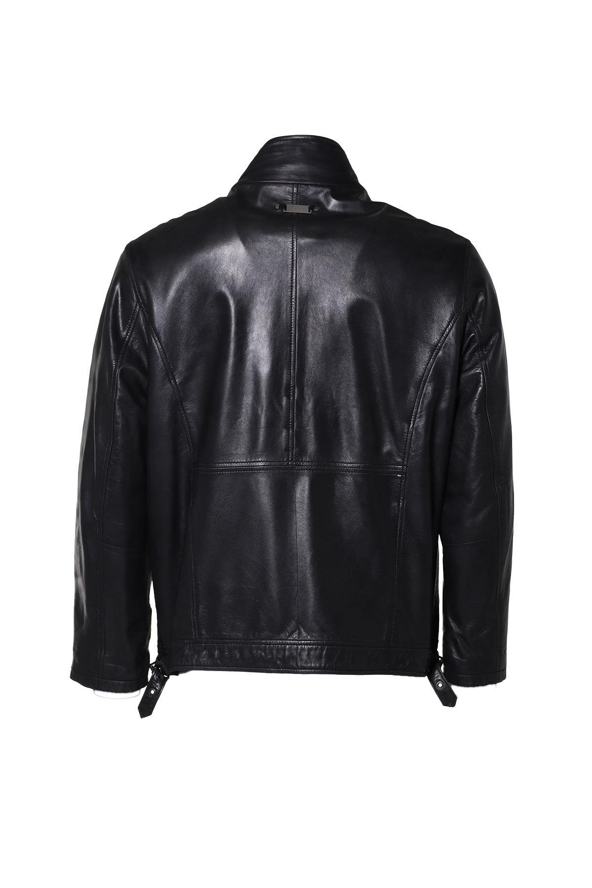 Black sheepskin leather jacket for Men - Image n°2