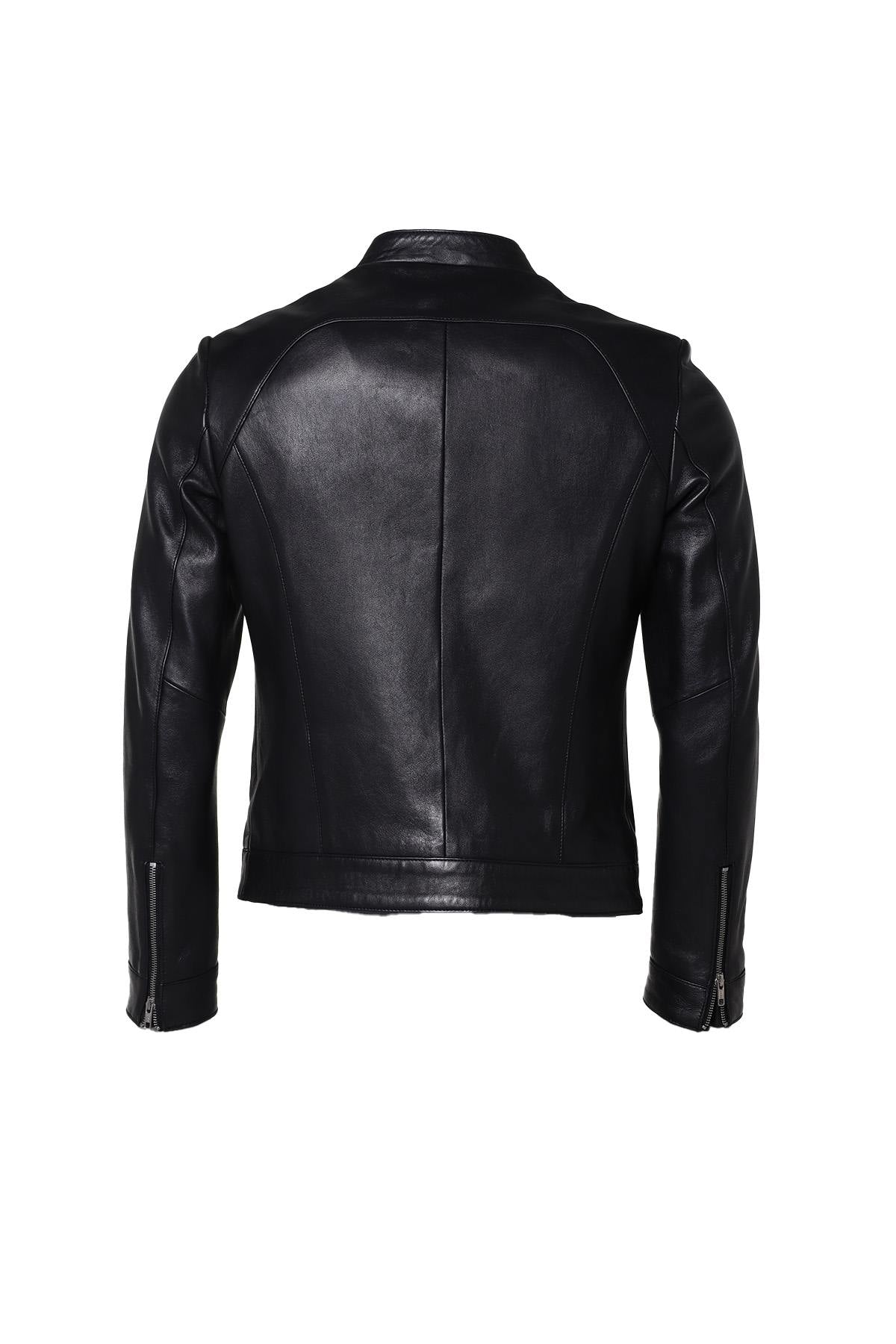 Fitted sheepskin leather jacket - Image n°2