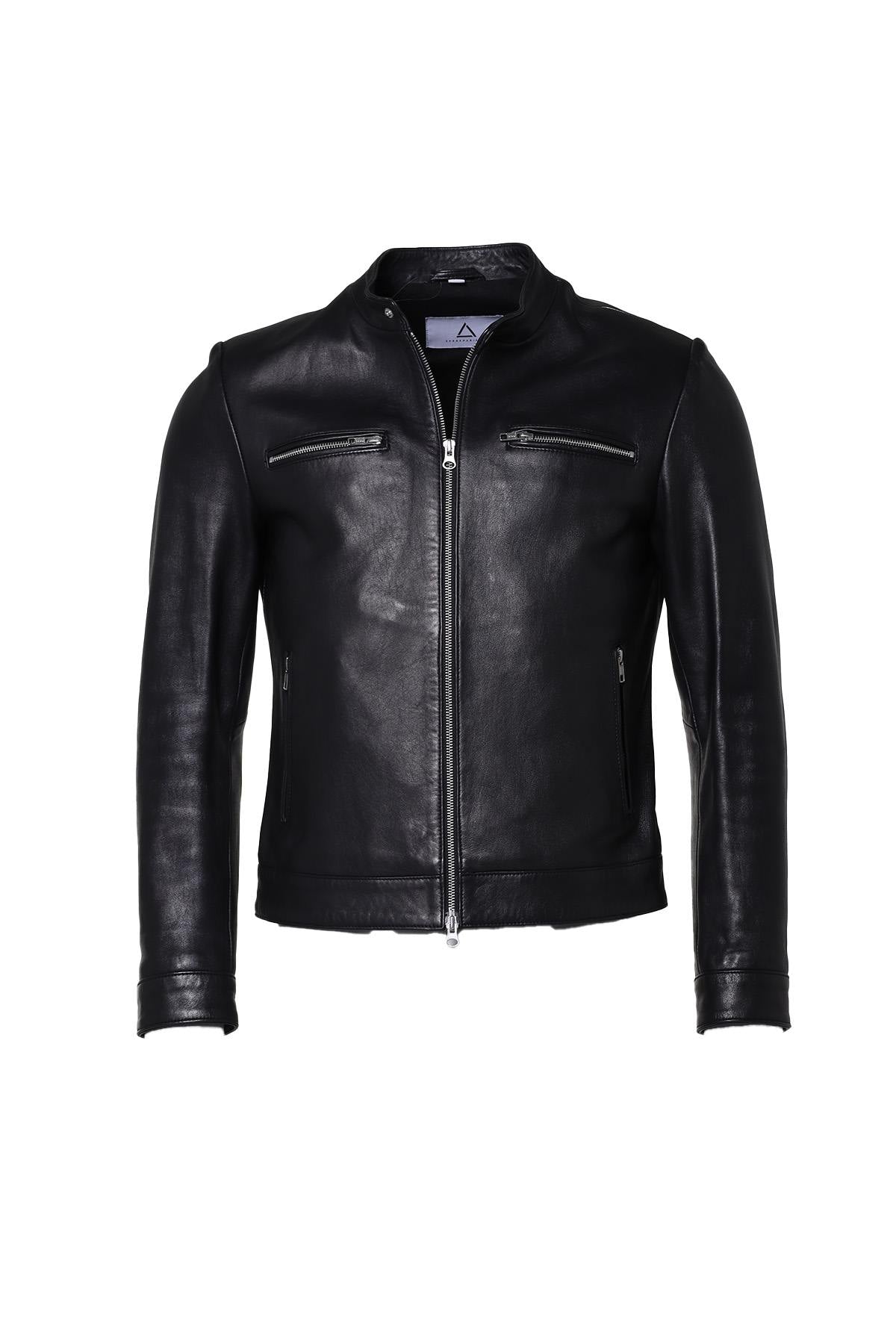 Fitted sheepskin leather jacket - Image n°1