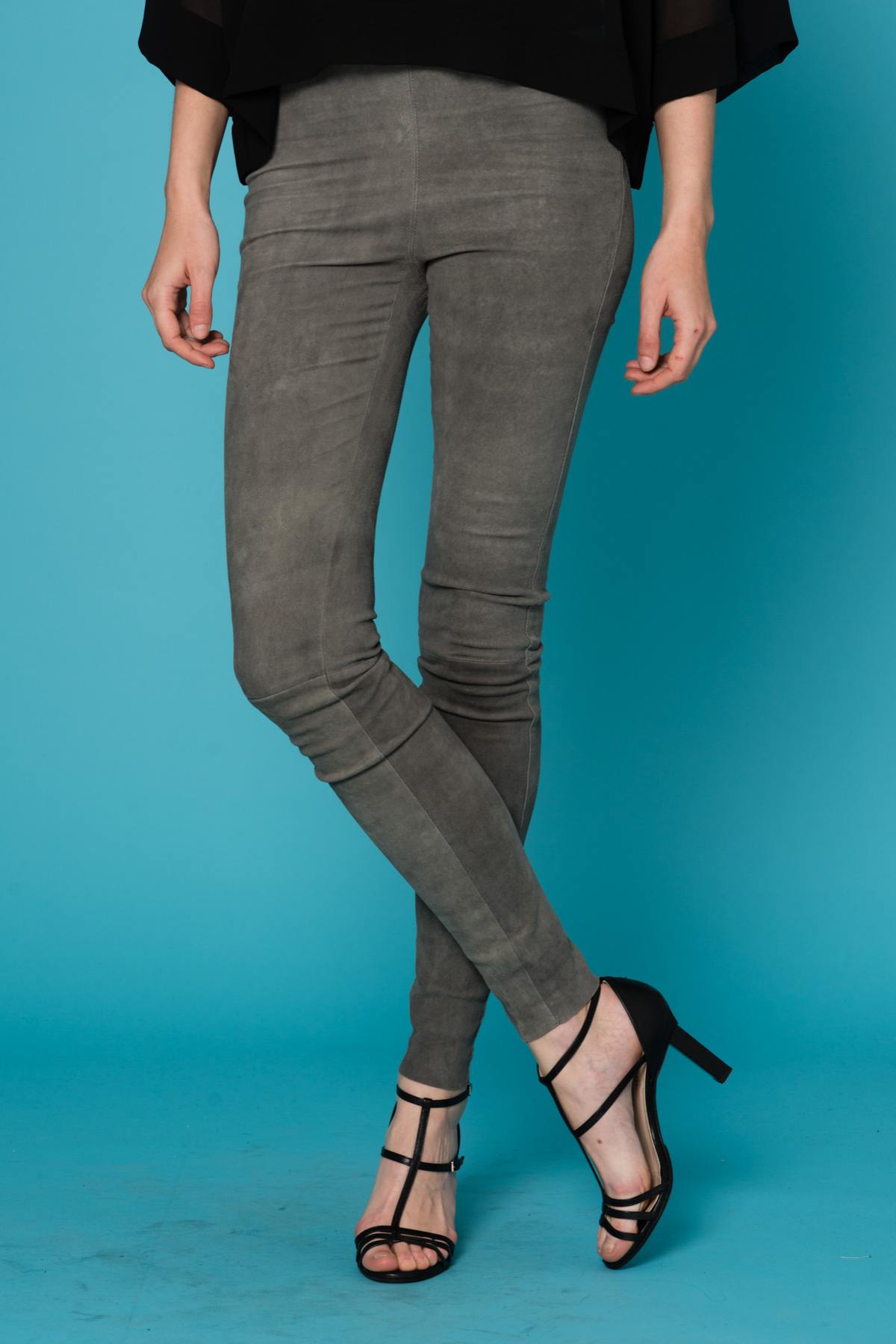 Oakwood leggings in dark gray leather - Image n°3