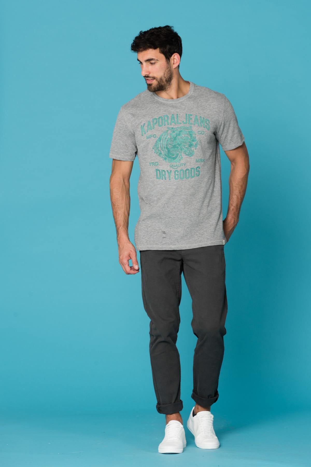 Gray tiger head print t-shirt - Image n°2