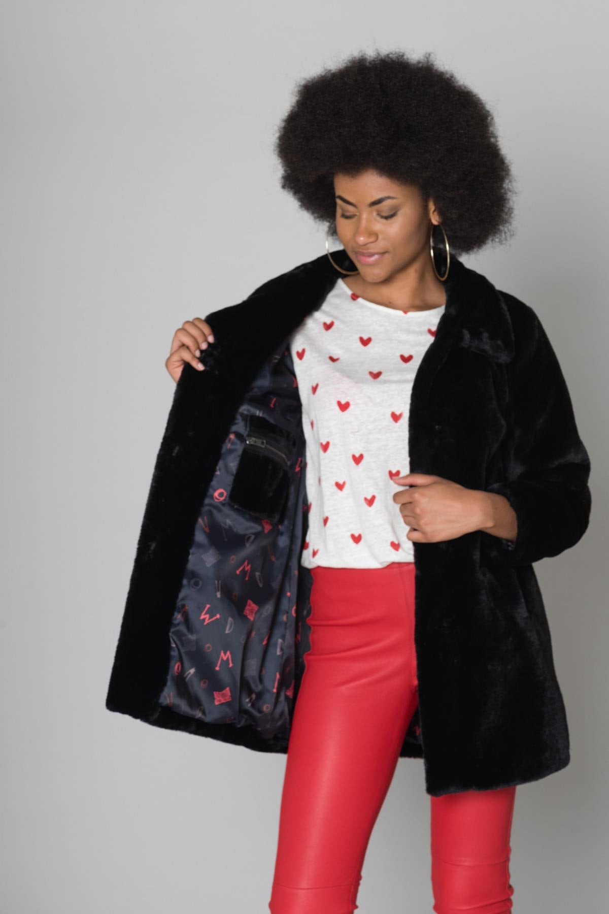 Black Oakwood Faux Fur Coat - Image n°4