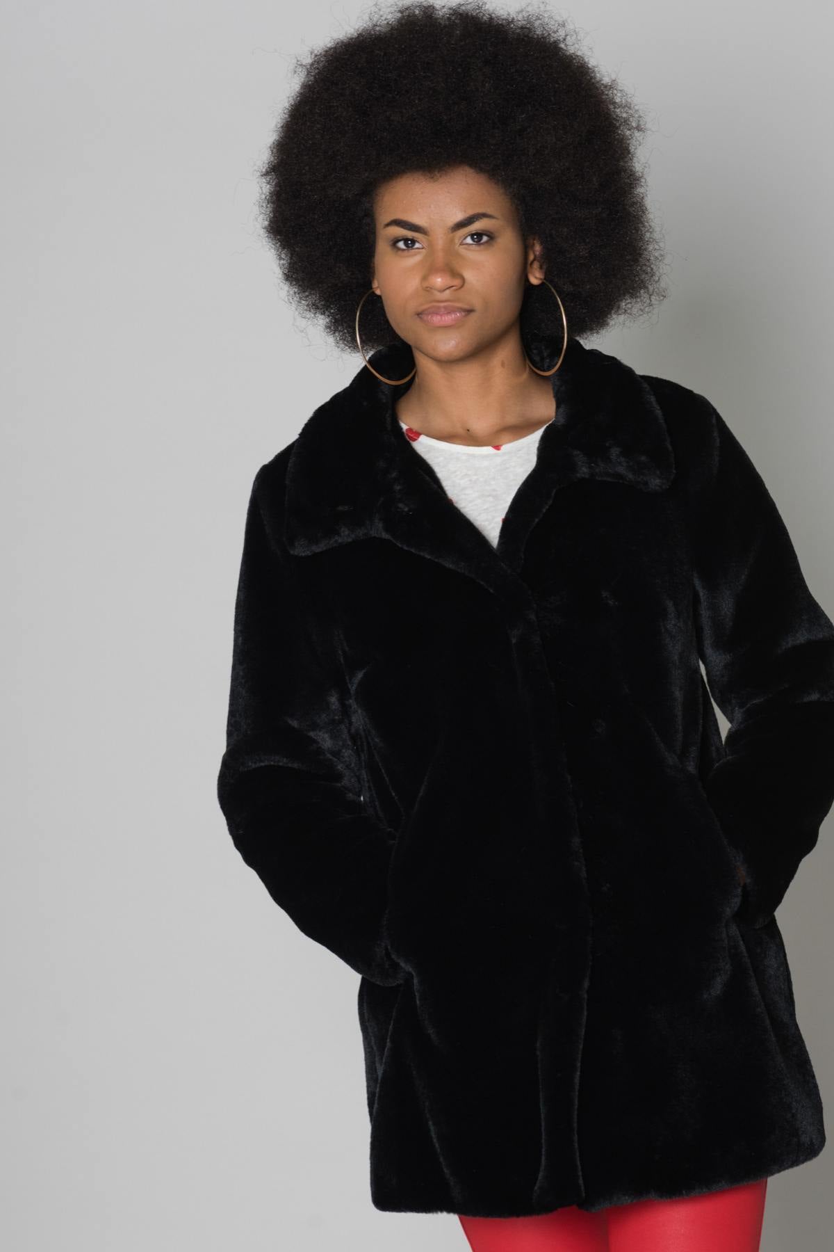 Black Oakwood Faux Fur Coat - Image n°5